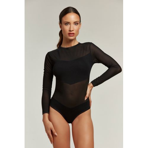 Body manga larga de viscosa y tul